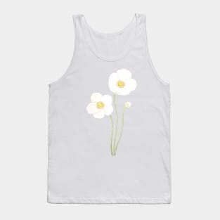 2 white anemone flowers  in and watercolor Tank Top